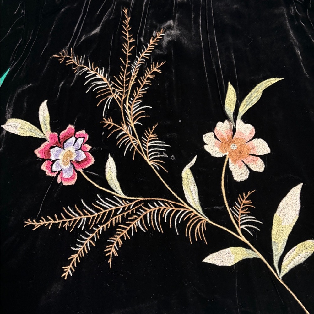 Johnny Was Embroidered Black Velvet (Rayon/Silk) Tunic XL - Picture 5 of 7